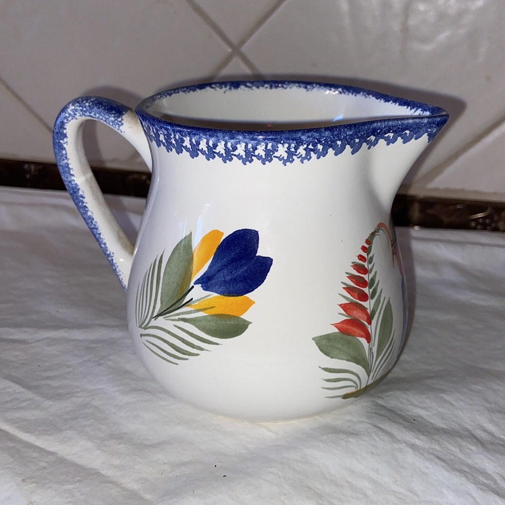 Vintage HB Henriot Quimper France Mistral Blue Creamer